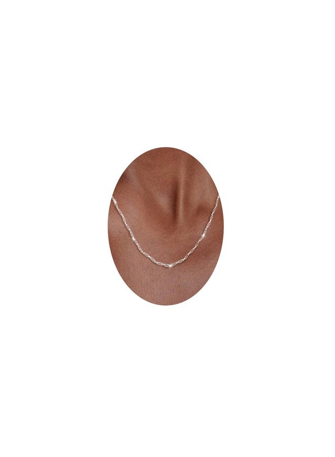 Carffordo 925 Sterling Silver Necklace Silver Chain Necklace for Women Twist Link Chain 18 Inches Simple Dainty Necklace for Women Waterproof Trendy Jewelry Gift - Image 1